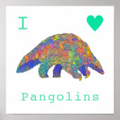 I Love Pangolins Engevaarlijk Animal Psychedelic A Poster (Voorkant)