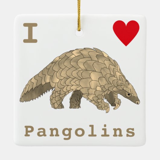 I Love Pangolins Slogan Keramisch Ornament (Achterkant)
