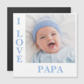 I Love Papa Typography Photo Magnetic Kaart (Voorkant / Achterkant)