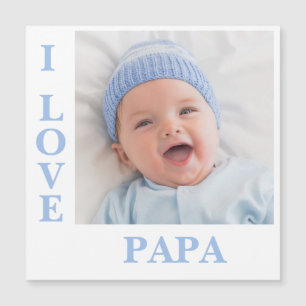 I Love Papa Typography Photo Magnetic Kaart