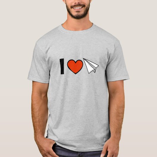 I Love Paper Airplant T-Shirt (Voorkant)