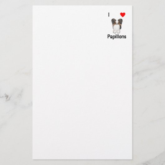 I Love Papillons (afbeelding) Briefpapier (Voorkant)