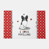 I Love Papillons (white & black) Hearts Dogs Cute Deurmat (Voorkant)