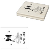 I Love Papillons (white & black) Hearts Dogs Cute Rubberstempel (Gestempeld)