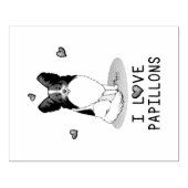 I Love Papillons (white & black) Hearts Dogs Cute Rubberstempel (Afrduk)