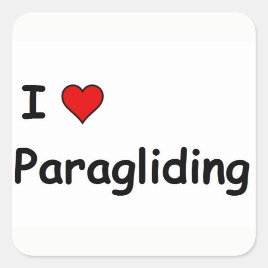 I Love Paragliding Vierkante Sticker (Voorkant)