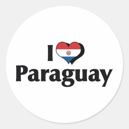 I Love Paraguay Flag Ronde Sticker (Voorkant)