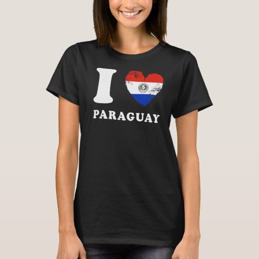 I Love Paraguay Heart Flag Paraguay T-shirt (Voorkant)