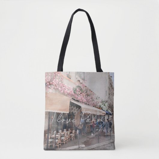 I Love Paris Cafe Street Scene Tote Bag (Voorkant)
