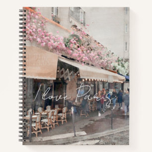 I Love Paris Cafe Street Scenes Notitieboek