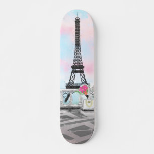 I Love Paris - Eiffel Tower and Bouquet Flowers Persoonlijk Skateboard