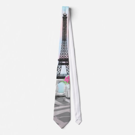 I Love Paris - Eiffel Tower and Bouquet Flowers Stropdas (Voorkant)