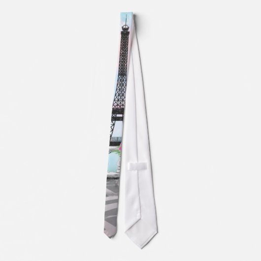 I Love Paris - Eiffel Tower and Bouquet Flowers Stropdas (Achterkant)