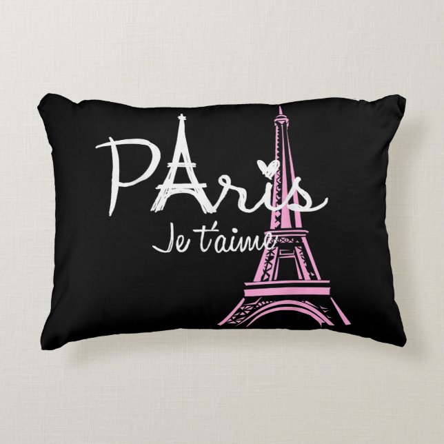 I Love Paris Eiffel Tower France Accent Kussen (Voorkant)
