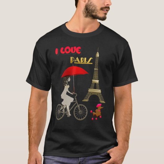 I Love Paris Eiffel Tower France  French Souvenir T-shirt (Voorkant)