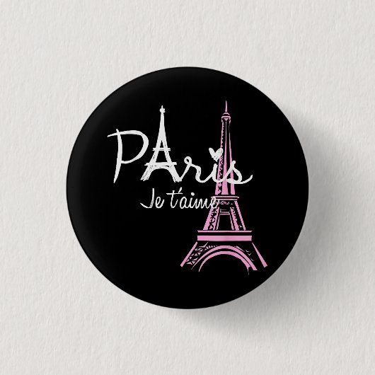 I Love Paris Eiffel Tower France Ronde Button 3,2 Cm (Voorkant)