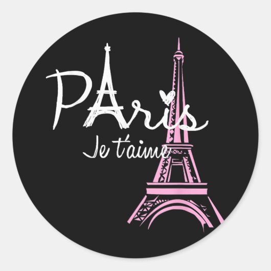 I Love Paris Eiffel Tower France Ronde Sticker (Voorkant)