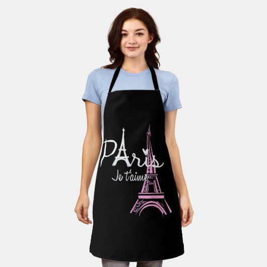 I Love Paris Eiffel Tower France Schort (Gedragen)