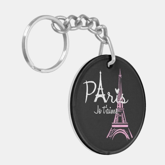 I Love Paris Eiffel Tower France Sleutelhanger (Voorkant Links)