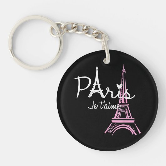 I Love Paris Eiffel Tower France Sleutelhanger (Voorkant)