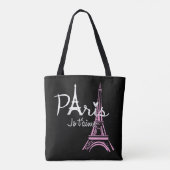 I Love Paris Eiffel Tower France Tote Bag (Achterkant)