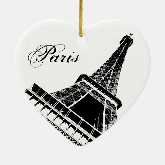 I Love Paris Eiffel Tower Keramisch Ornament (Achterkant)