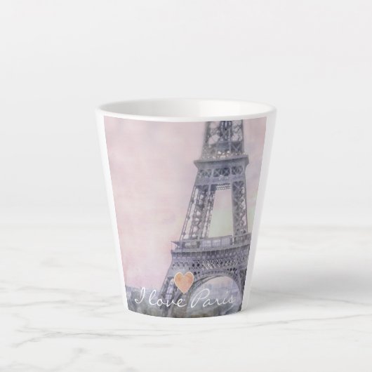 I Love Paris Eiffel Tower Latte Mok (Voorkant)