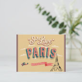 I Love Paris France Eiffel Tower Travel Briefkaart (Staand voorkant)