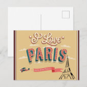 I Love Paris France Eiffel Tower Travel Briefkaart (Voorkant / Achterkant)