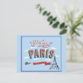 I Love Paris France Eiffel Tower Travel Briefkaart (Staand voorkant)