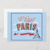 I Love Paris France Eiffel Tower Travel Briefkaart (Voorkant / Achterkant)