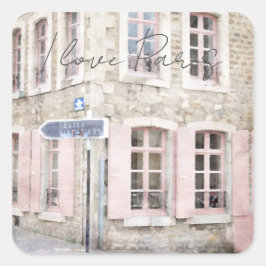 I Love Paris  French Architecture Vierkante Sticker