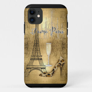 I Love Paris Gold Leaf Eiffel Tower Mode Shoes iPhone 11 Hoesje
