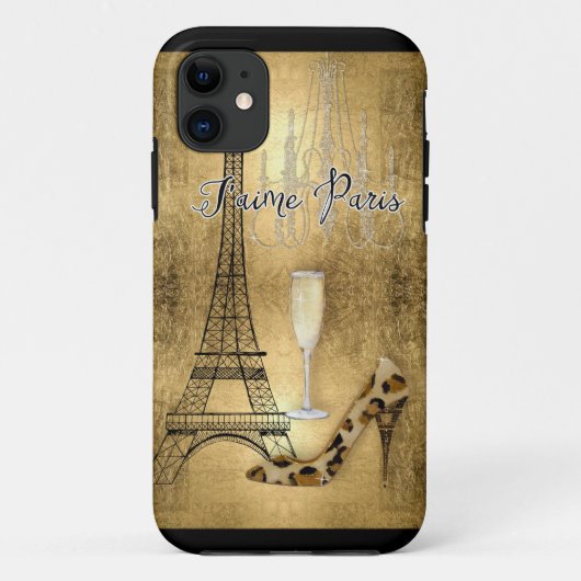 I Love Paris Gold Leaf Eiffel Tower Mode Shoes Case-Mate iPhone Case (Achterkant)