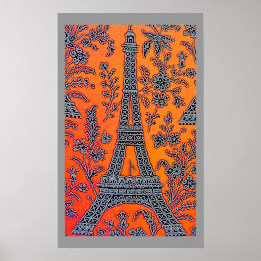 I Love Paris Grey Border Poster small (Voorkant)