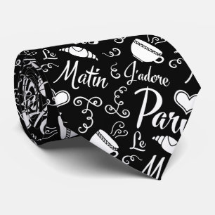 I Love Paris in Morning Coffee and Croissant Stropdas