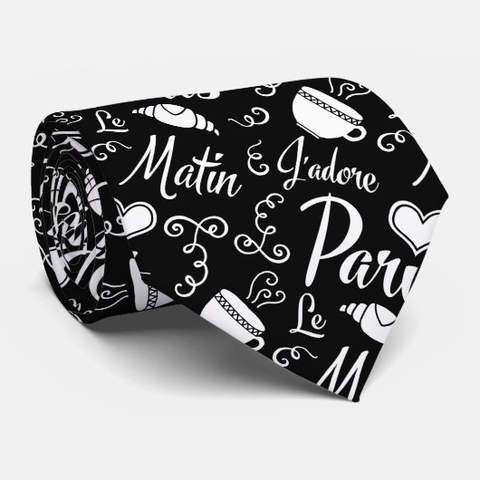 I Love Paris in Morning Coffee and Croissant Stropdas (Opgerold)