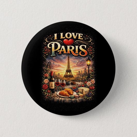 I Love Paris Ronde Button 5,7 Cm (Voorkant)