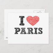 I Love Paris Sketch Briefkaart (Voorkant / Achterkant)