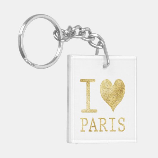 I Love Paris Square Sleutelhanger (Voorkant Links)
