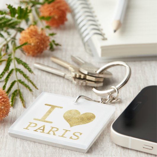 I Love Paris Square Sleutelhanger (Voorkant Rechts)