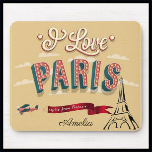 I Love Paris Vintage Poster Muismat