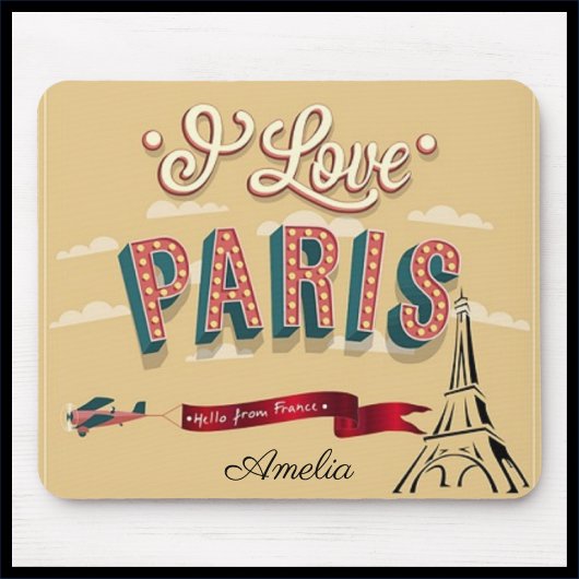 I Love Paris Vintage Poster Muismat