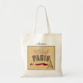 I Love Paris Vintage Travel Poster Tote Bag (Voorkant)