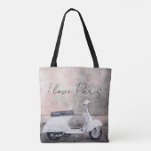 I Love Paris White Motor Scooter Tote Bag (Achterkant)