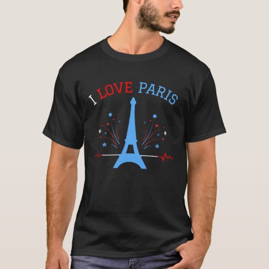 I Love Paris With Eiffel Tower For France Lovers T-shirt (Voorkant)