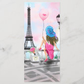 I Love Paris -  Woman and Pink Heart Balloon Menu (Achterkant)