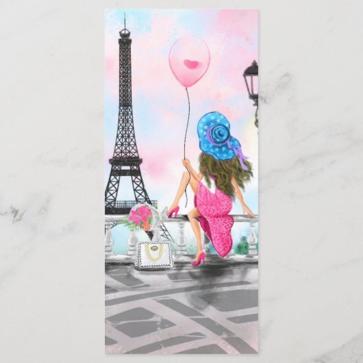 I Love Paris - Woman and Pink Heart Balloon Menu (Achterkant)