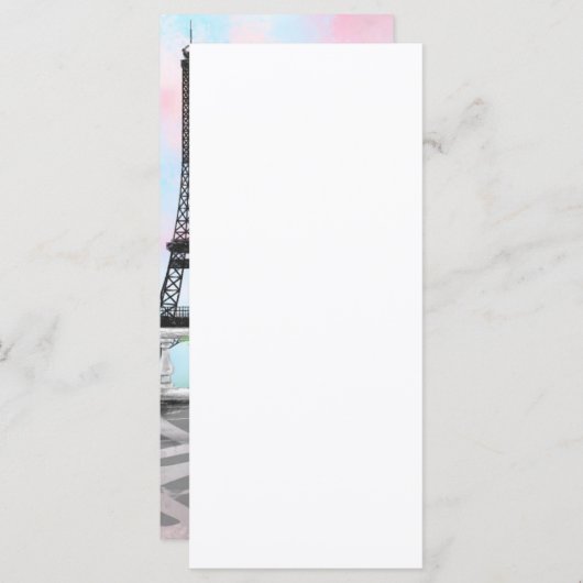 I Love Paris -  Woman and Pink Heart Balloon Menu (Voorkant / Achterkant)