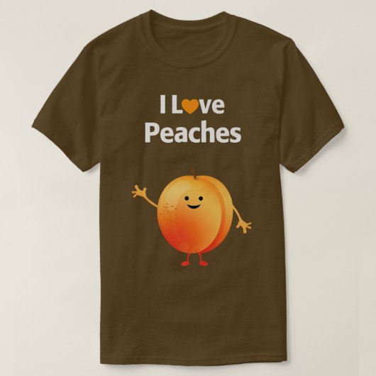 I Love Peaches Fruit & Vegetarian T-shirt (Design voorkant)